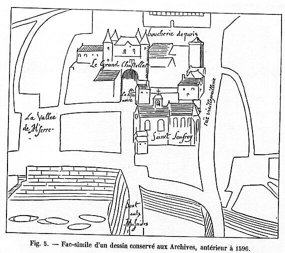 Plan du quartier du Châtelet. 1596
